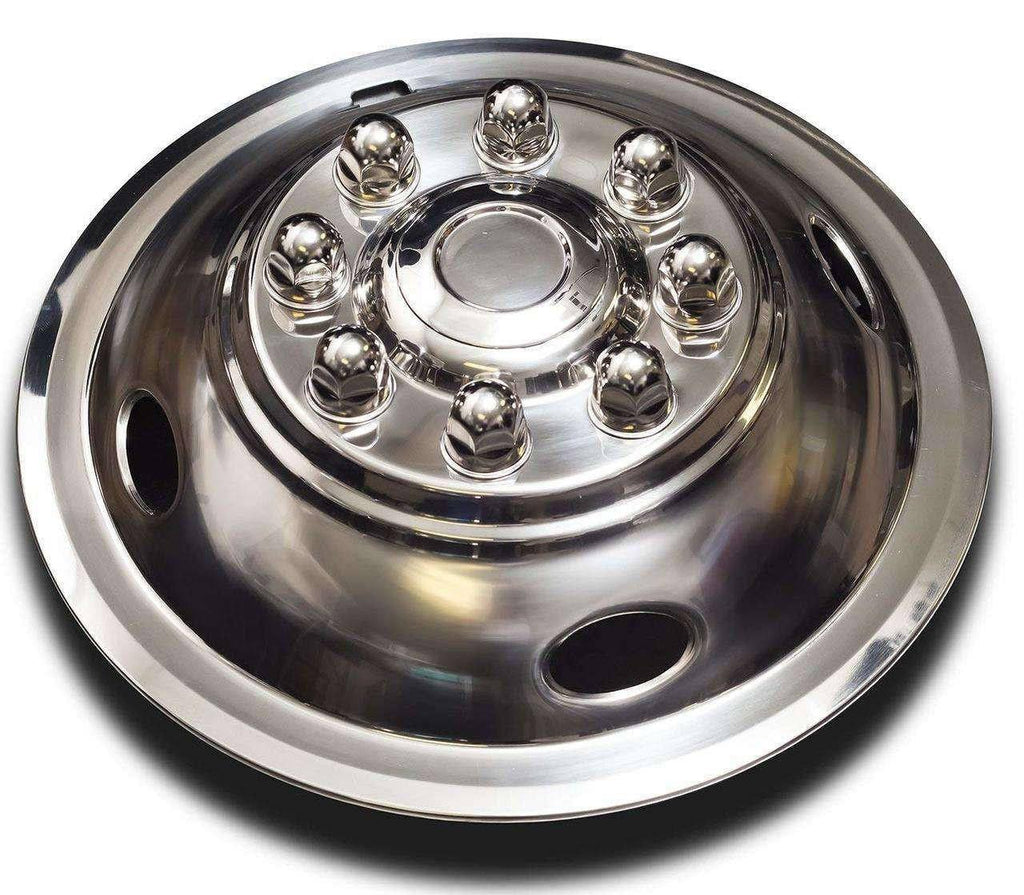 16" stainless steel dual wheel simulator snap-on wheel liner with 8 lug and 4 hand holes, set of 4