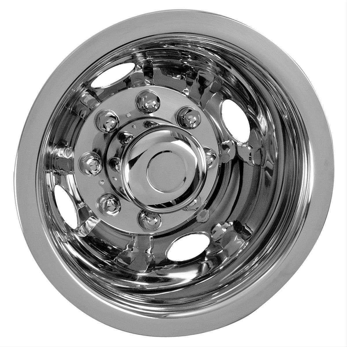 16" stainless steel dual wheel simulator snap-on wheel liner with 8 lugs and 4 hand holes set of 4